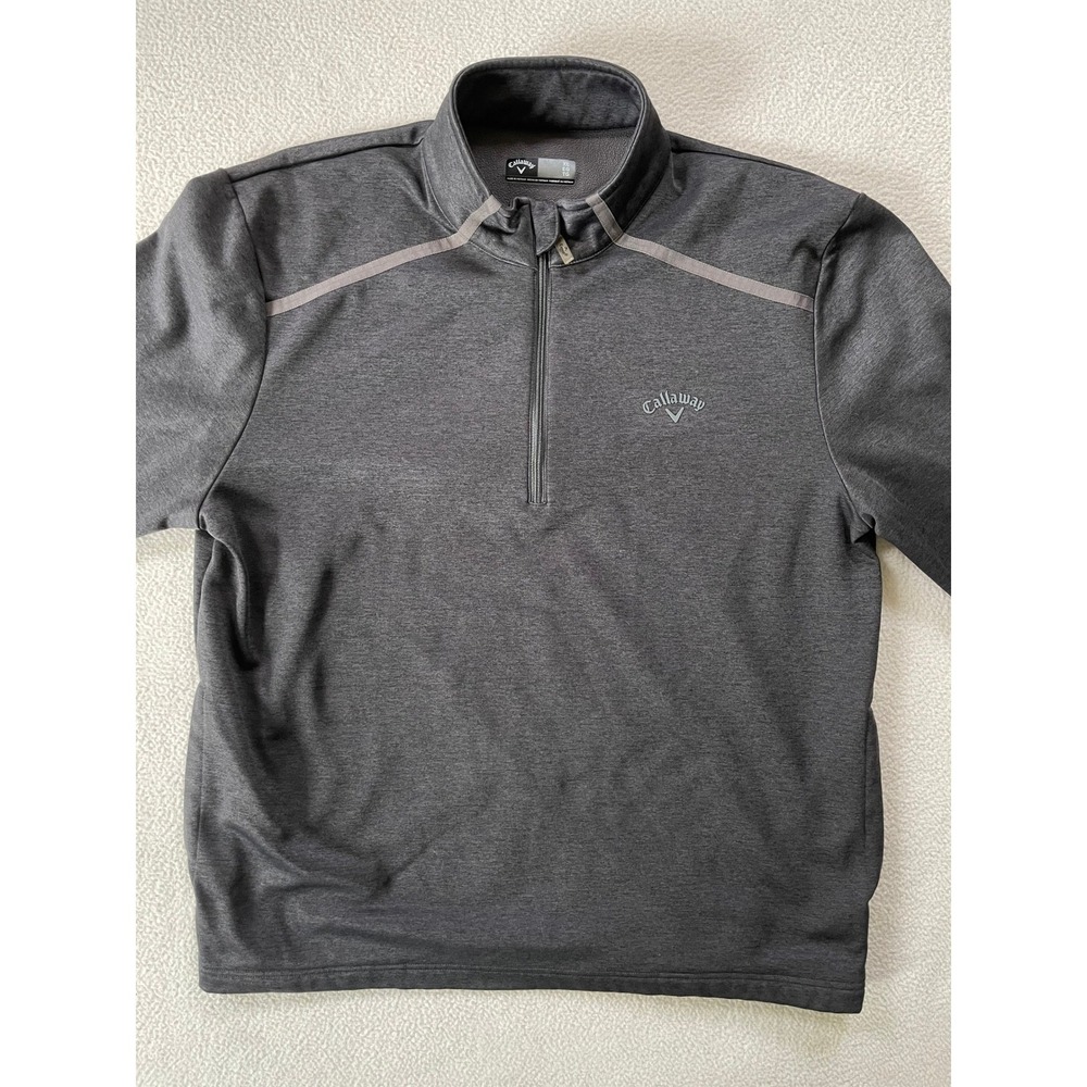 Callaway Mens XL Quarter Zip Pullover Charcoal Gray Heather Fleece Long Sleeve
